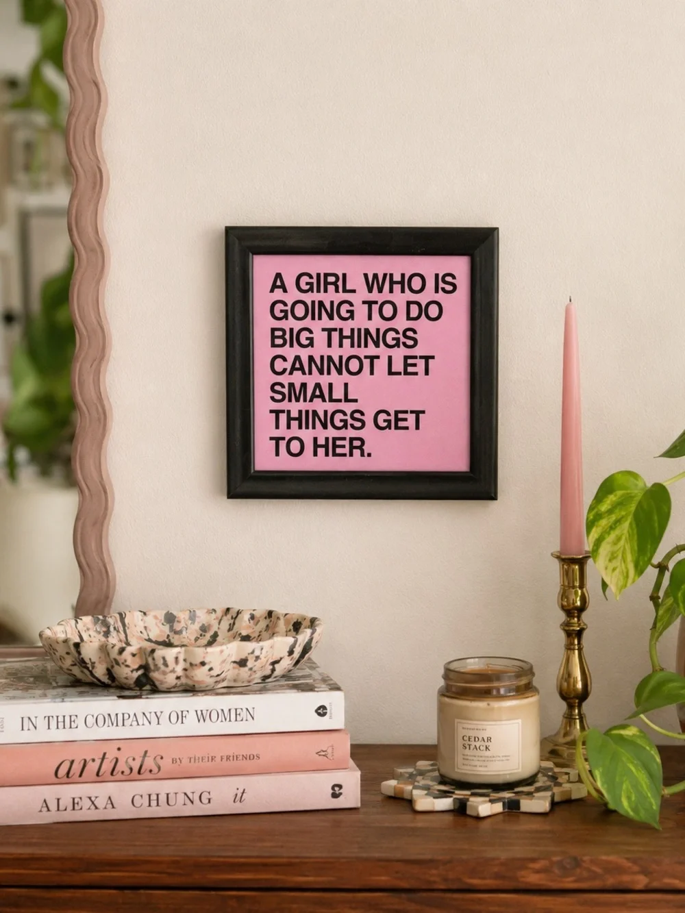 Vintage Style Pink Feminist Quote Wall Art A Girl Who Is Going to Do Big Things